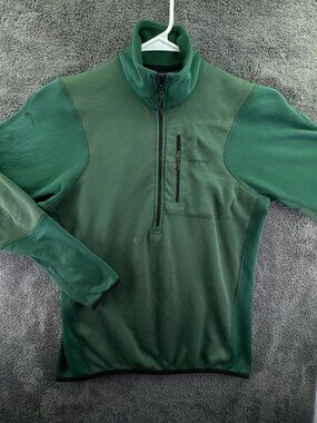 Patagonia Medium Green Men’s Fleece Inside Stretch Jacket 1/2 Zip Hiking Pocket